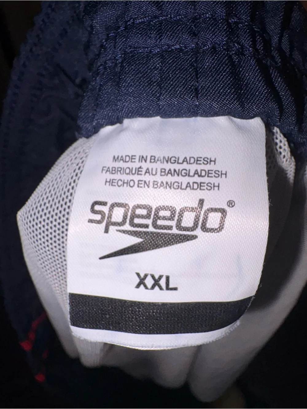 Speedo Navy Swim Trunks with Red Accent